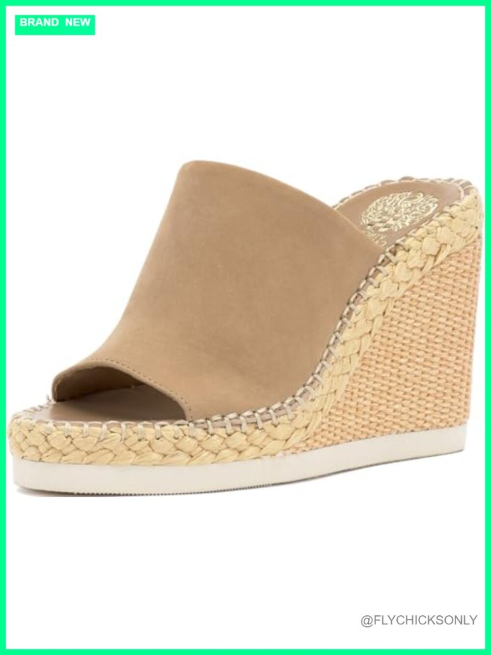 Vince Camuto Brissia Leather Espadrille Wedge Sandals Slip-On Open Toe